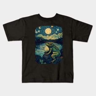 Vincent Van Gogh Starry Night  Frog Art Kids T-Shirt